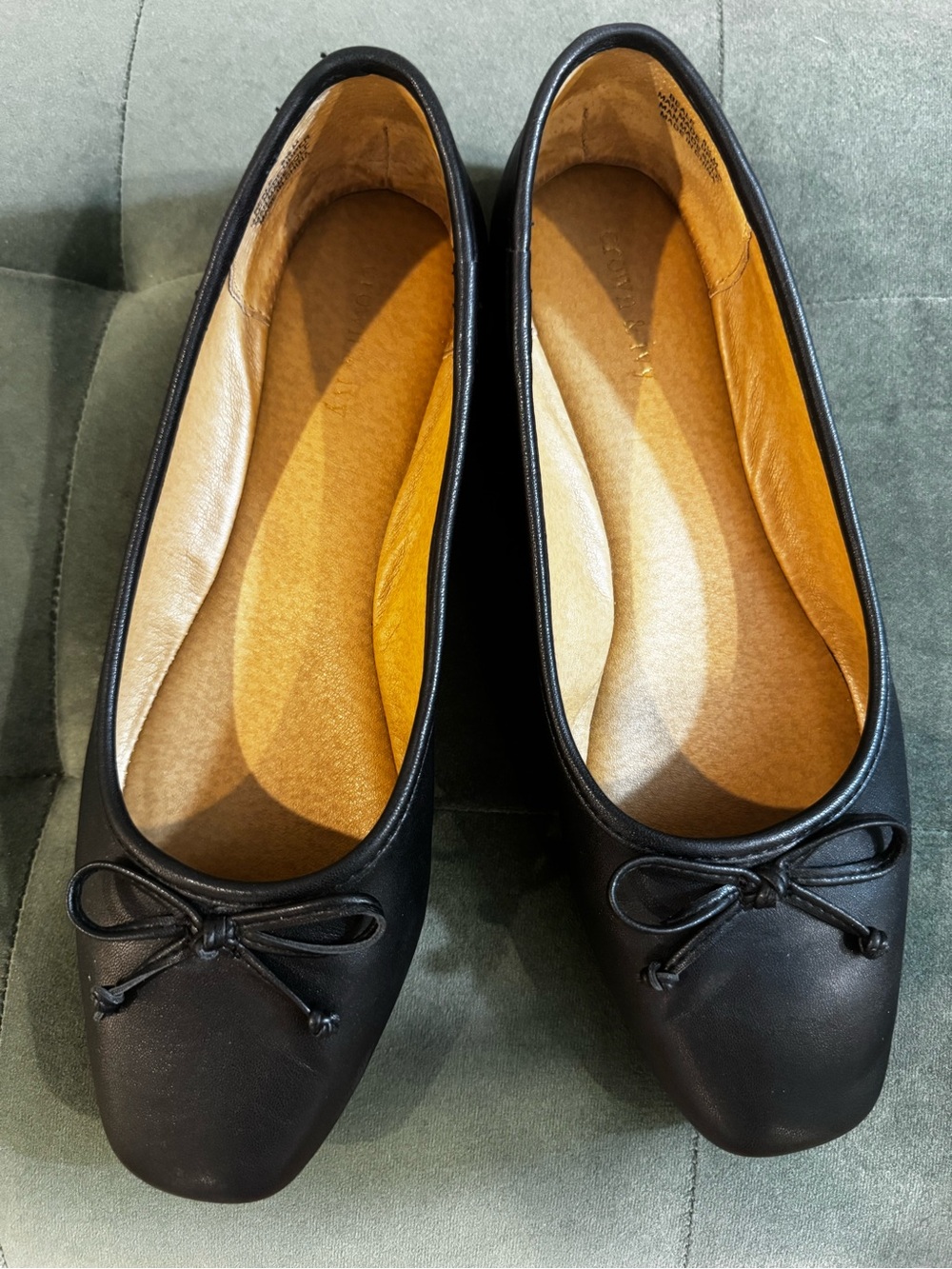 Black Bow Ballet Flats with Square Toe - crown & ivy